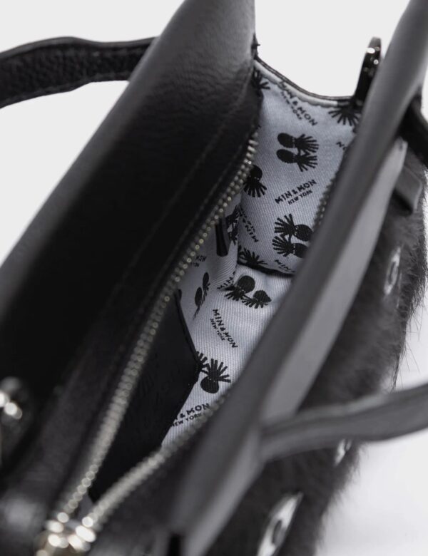 Vali Crossbody Micro Black Leather Bag - Eyes Applique Adjustable Handle