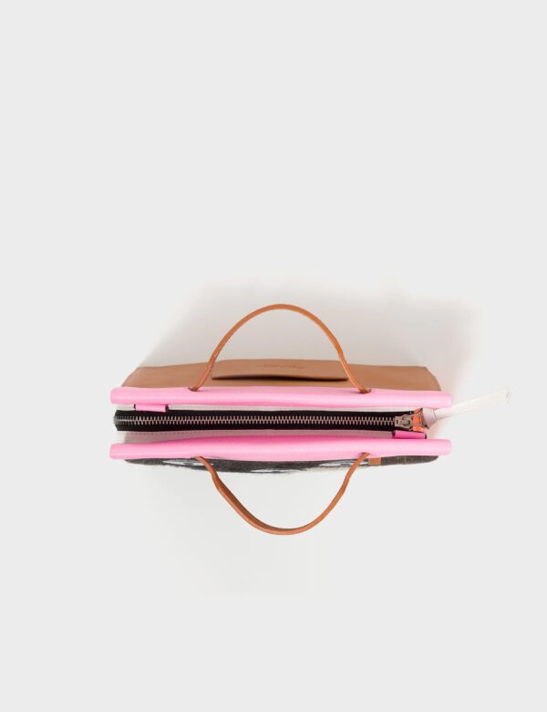 Vali Crossbody Small Bubblegum Pink And Neon Orange Leather Bag - Eyes Applique Adjustable Handle