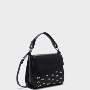 Anastasio Micro Crossbody Handbag Black Leather - All Over Eyes Embroidery