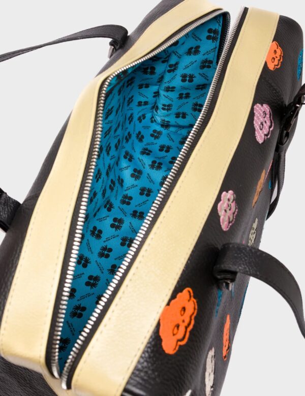 Esther Large Black Duffle Bag - Happy Clouds Design