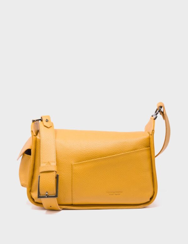 Houston Golden Glow Leather Shoulder Bag - All Over Eyes Embroidery